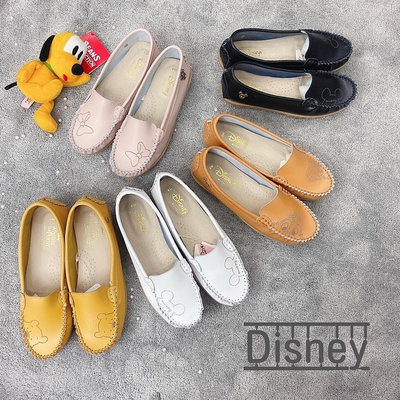 六色卡通蠟筆  Disney 迪士尼  全牛皮女鞋 帆船鞋 豆豆鞋 小白鞋 女鞋 米妮 米奇 維尼 手工