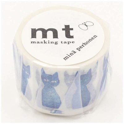 【筆倉】日本 mt ex mina perhonen 聯名款 和紙膠帶 - 藍色貓咪 (MTMINA37)
