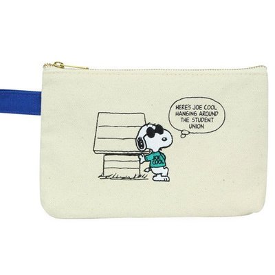 含稅 日本正版 史努比 Snoopy 酷哥款 帆布 扁型 筆袋 鉛筆盒 收納袋 PEANUTS【830538】