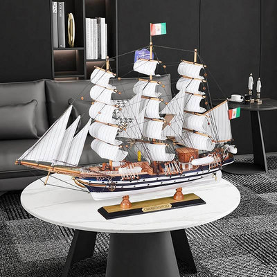 船擺件地中海一帆風順帆船模型擺件創意木質工藝船裝飾開業喬遷節日禮品