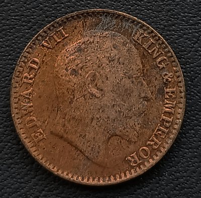 印度(英屬時期)    1909年   愛德華七世   1/12 ANNA  銅幣   2333