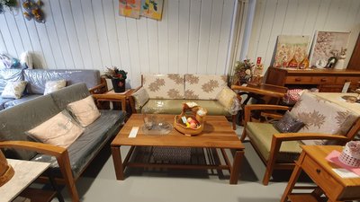 幸福家實木傢俱 簡約北歐風柚木沙發組, 價格包含:1+2+3人座(含坐墊)+大小茶几, (SOFA 86),