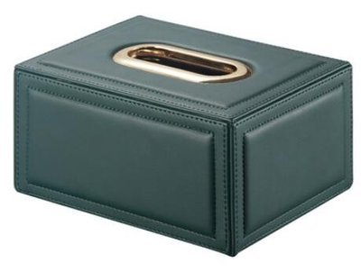 日本進口 好品質 歐式歐風 皮革 金框 質感綠色 皮革 客廳民宿房間 紙巾盒收納盒 面紙盒衛生紙盒擺件送禮品禮物