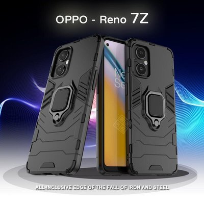 shell++OPPO Reno7Z 黑豹 鋼鐵人俠 磁吸 指環扣 支架 手機殼 盔甲 防摔殼 保護殼