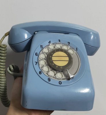 早期轉盤電話  撥盤電話 轉盤電話 老電話 古早電話 正老品 品項如圖 水藍色電話