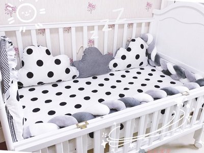 台灣製造MIT-北歐風嬰兒床 訂製款純棉雲朵造型床圍 一片式120cm