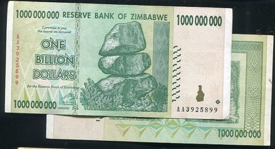 【紙幣】ZIMBABWE(辛巴威), P83   , 10億  , 2008,品相9新AU#206883