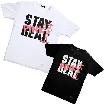 STAYREAL x Pink Panther 五月天 涂鴉粉紅豹情侶款男女純棉短袖T恤 白黑2色 買三免運