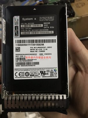 Lenovo/聯想硬碟 00YC400 00YC401 960G SATA 6GB SSD X3650 M5