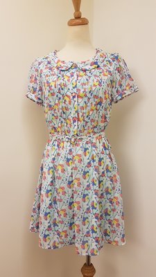 NR日系洋裝 短袖洋裝 甜美圓領洋裝 花洋裝 甜美洋裝 單一F尺寸 公主袖洋裝 衣服洋裝