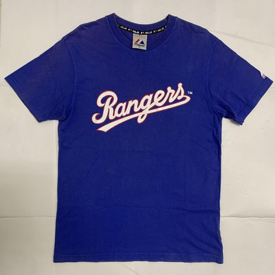 HA-美國職棒【德州遊騎兵】MLB 2003~08年 春訓球衣配色 球隊字樣T恤 (藍,M號)