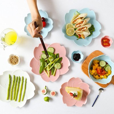 日式創意浮雕盤子陶瓷碗 家用櫻花碗盤碟餐具套裝 下午茶甜點盤