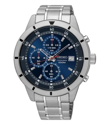 【金台鐘錶】SEIKO 精工錶 三眼 計時錶-藍面SKS559 SKS559P1