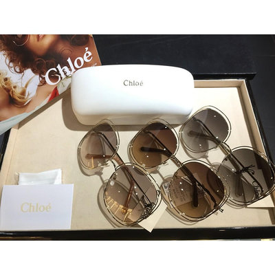 CHLOE CE126S金屬飾邊大方框太陽眼鏡*