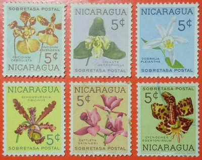 尼加拉瓜郵票舊票散票 Orchids 1962