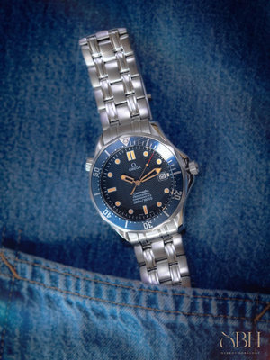 1999 歐米茄 OMEGA 海馬錶 Seamaster 300M 不鏽鋼潛水錶 藍色波浪錶盤