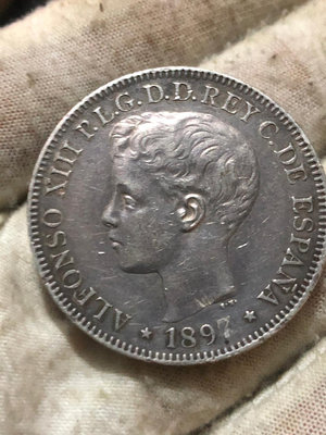 【可議價】西班牙西屬菲律賓1比索大銀幣非西班牙5比塞塔銀幣有磨損一枚西【店主收藏】11216