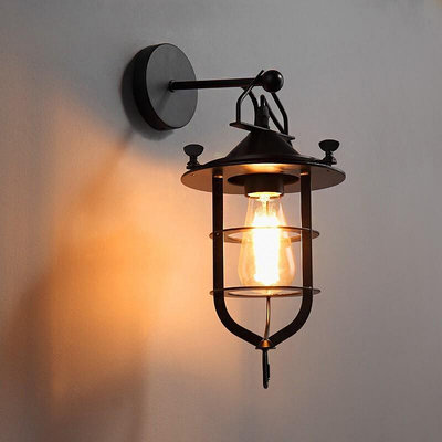 美式鄉村工業風愛迪生鐵藝復古LOFT船塢創意過道客廳臥室咖啡廳壁燈 過道燈 走廊燈