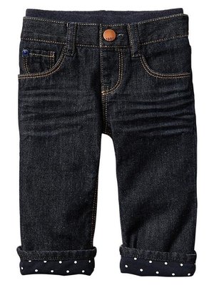 【BJ.go】GAP Lined pull-on boot cut jeans 可愛點點針織襯裡牛仔長褲現貨18-24M