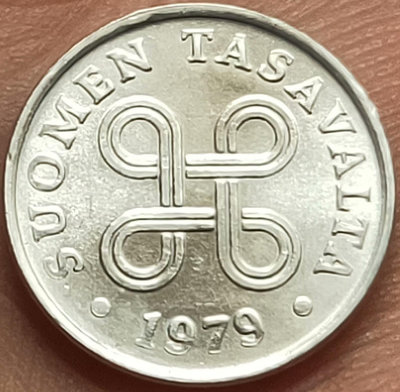 二手 芬蘭1979年1芬尼鋁幣，狀態不錯，設計精美，芬蘭鋁幣 錢幣 紀念幣 紀念章【奇摩錢幣】300