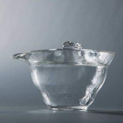 “正品”日式加厚玻璃蓋碗手工磨砂錘紋水晶三才杯茶杯公道杯泡茶器手抓壺