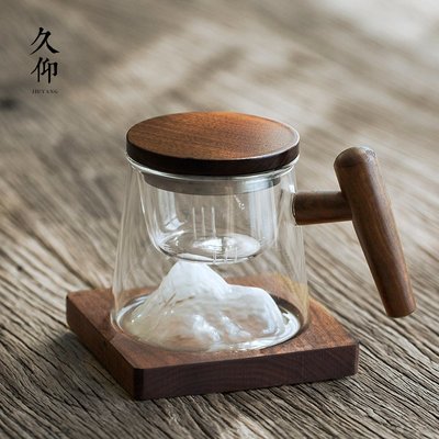 廠家現貨直發茶水分離泡茶杯子玻璃家用辦公室茶具觀山茶杯個人帶蓋過濾女定制