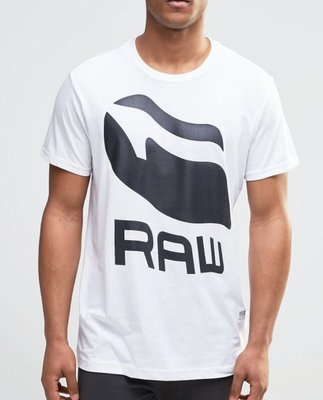 G-STAR T-Shirt 100%全新原廠真品含吊牌 RAW圖案 白色 白T S號 圓領短䄂T恤