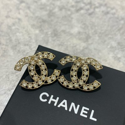 Chanel 耳環 大LOGO耳環 水鑽《精品女王全新&二手》