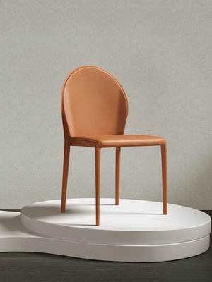 定制 意式馬鞍皮餐椅北歐輕奢復古家用靠背椅現代簡約網紅設計師款椅子