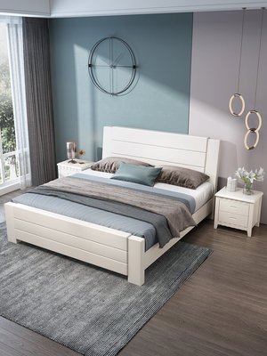 特賣-實木床 現代簡約主臥1.8米白色 中式雙人床1.5m1.2單人床1.35家具