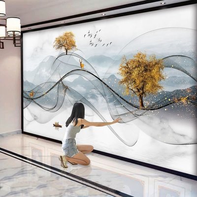 【熱賣精選】新款壁紙電視背景墻影視墻客廳墻壁畫現代簡約3D立體5D8D墻布壁布