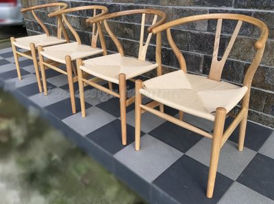 【N D Furniture】復刻版Hans J.Wegner Y-Chair實木紙藤編餐椅/書桌椅/洽談椅YQ