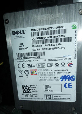 SLC SSD 100GB SATA良品DELL SAMSUNG 2.5吋 固態硬碟100G 0G613R厚度筆電無法裝