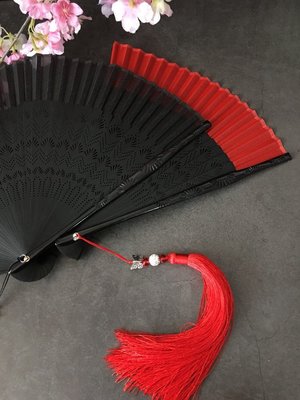 【熱賣精選】風復古風日式和風折扇子雕刻麥穗純色紅色女士舞蹈扇便攜小夏