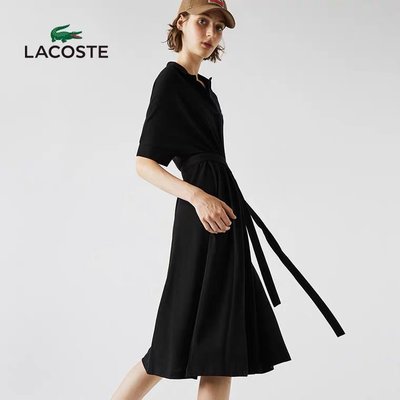100原廠％lacoste 鱷魚女裝夏季時尚法式長款短袖POLO連衣裙女裙子外套