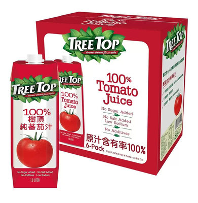 Costco 好市多 Tree Top 樹頂 Tomato Juice 100% 純番茄汁 1L 1公升 X 6入