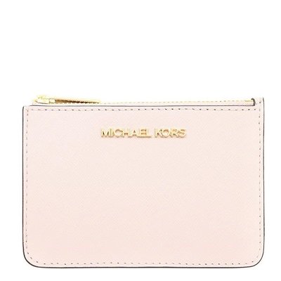 【美麗小舖】MICHAEL KORS MK 粉色 十字紋防刮真皮 鑰匙零錢包 零錢包 卡片夾~M93675