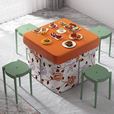 桌子折疊家用桌子正方形帶罩餐桌簡易棋牌桌~特價