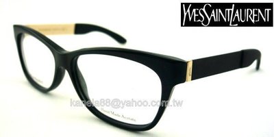 #嚴選眼鏡 YSL 聖羅蘭 YvesSaintLaurent 黑色膠框 黑金色金屬鏡腳 公司貨 YSL6367