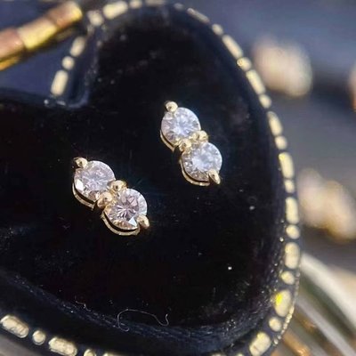 【鑽石耳環】18K金天然鑽石耳環 30分 雙鑽耳環 日本製 鑽石白亮閃