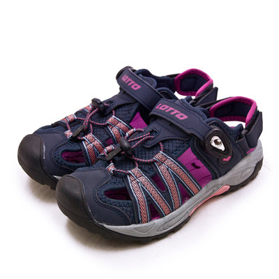 利卡夢鞋園–LOTTO 專業排水護趾磁扣運動涼鞋--水陸冒險2系列--藍紫灰--3267--女