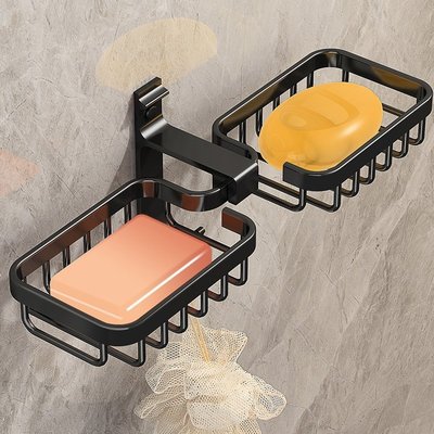 肥皂盒免打孔壁掛式香皂架浴室置物太空鋁瀝水創意衛生間吸盤家用~特價~特價