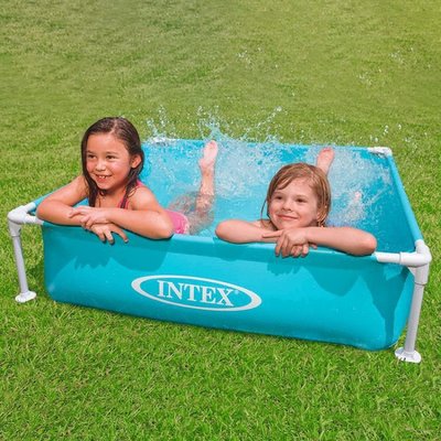 INTEX 57173 小方形管架水池寶寶游泳池藍色嬰兒支架小水池
