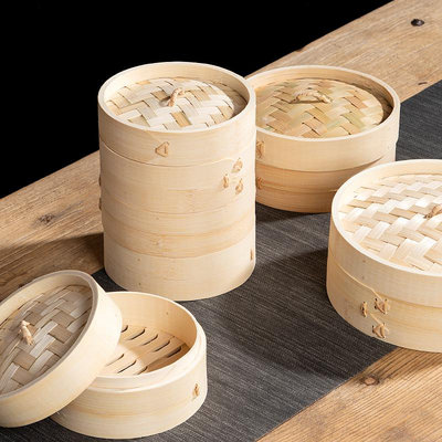 竹製小蒸籠 小籠包餃子籠屜 點心糕點竹蒸籠家用迷你30cm竹編蒸籠