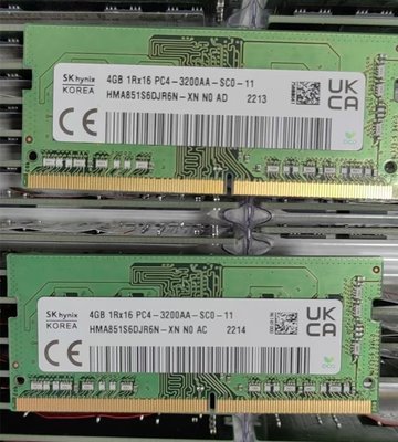 SKhynix現代海力士DDR4 4G 1RX16 PC4-3200AA SODIMM筆電記憶體條