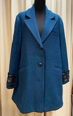溫慶珠全新未穿絕美的藏青藍羊毛外套