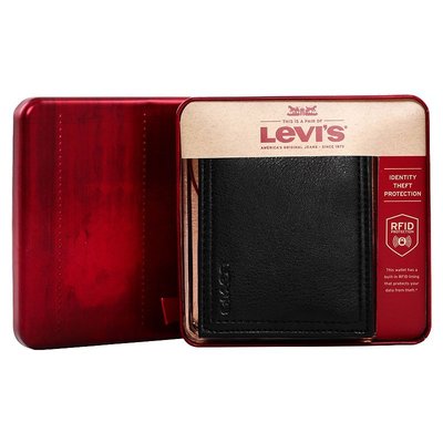 現貨熱銷-美版Levis李維斯男士短款錢包復古做舊兩折皮夾零錢包禮盒裝爆款