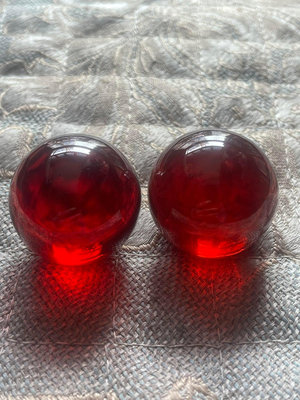 舊藏 巴西稀缺天然寶石紅碧璽球一對顏色美艷晶體通透值得收藏直徑3cm重172g 396T自17080