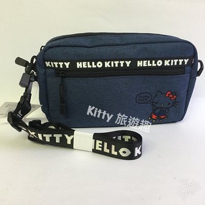 [Kitty 旅遊趣] Hello Kitty 隨身斜背包 凱蒂貓 藍色 黑色 有兩款