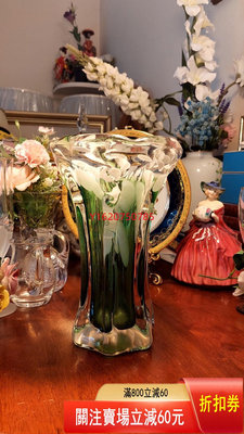 【二手】西洋古董vintage手工制作玻璃大花瓶超重 收藏 老貨 西洋【一線老貨】-278